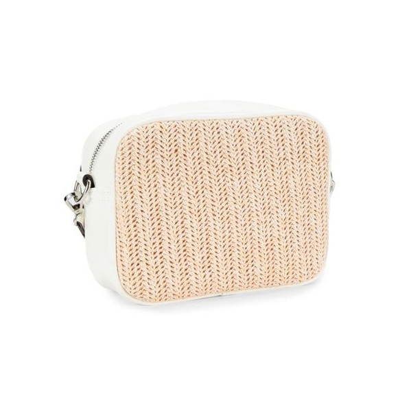 Saks Fifths Straw Crossbody Camera Bag- Color COGNAC/NAT- New Without Tag - Picture 4 of 4